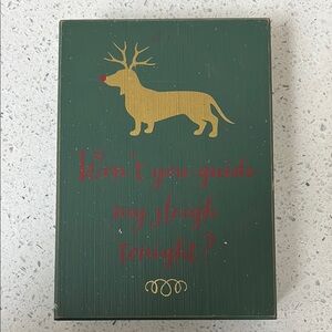 Green Christmas Wall Art with Dachshund Design